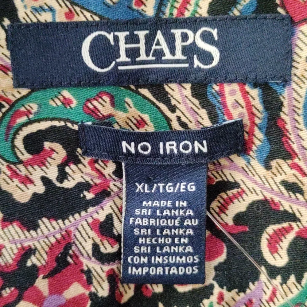 2/$10 04178 Chaps teal & purple paisley No Iron button up shirt XL NWT - Picture 9 of 13